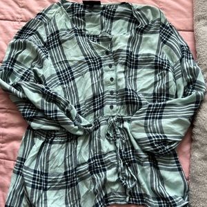 Lane Bryant teal and blue striped blouse. Size 16.